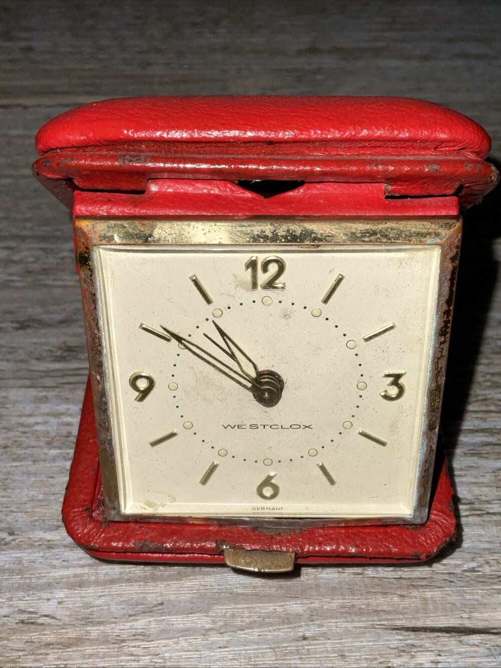 VTG Westclox Travel Alarm Clock Compact Folding Case Wind Up 3” Tested Works!